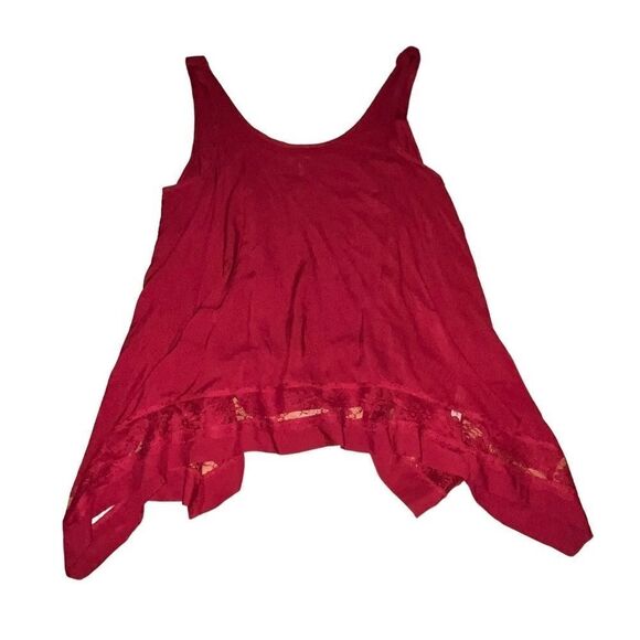 Women's Intimately Free People Red Tunic Top with Lace Hem - Picture 1 of 7